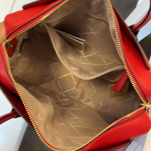 Michael Kors Mercer Medium Top-Zip Belted Satchel Crossbody Purse 
BRIGHT RED
NW - Picture 12 of 16